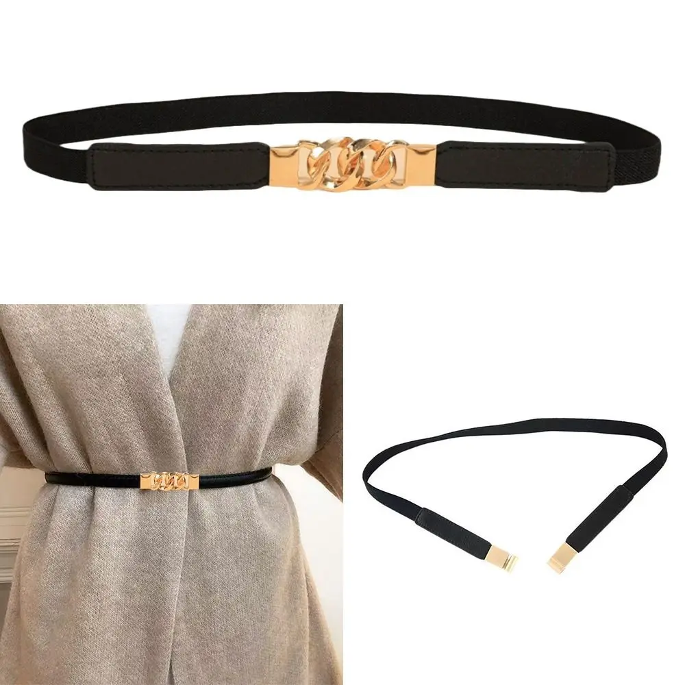 Fashion Elastic Waist Belt Simple Thin Waist Bands Versatile Lace Up Jeans Belt Women