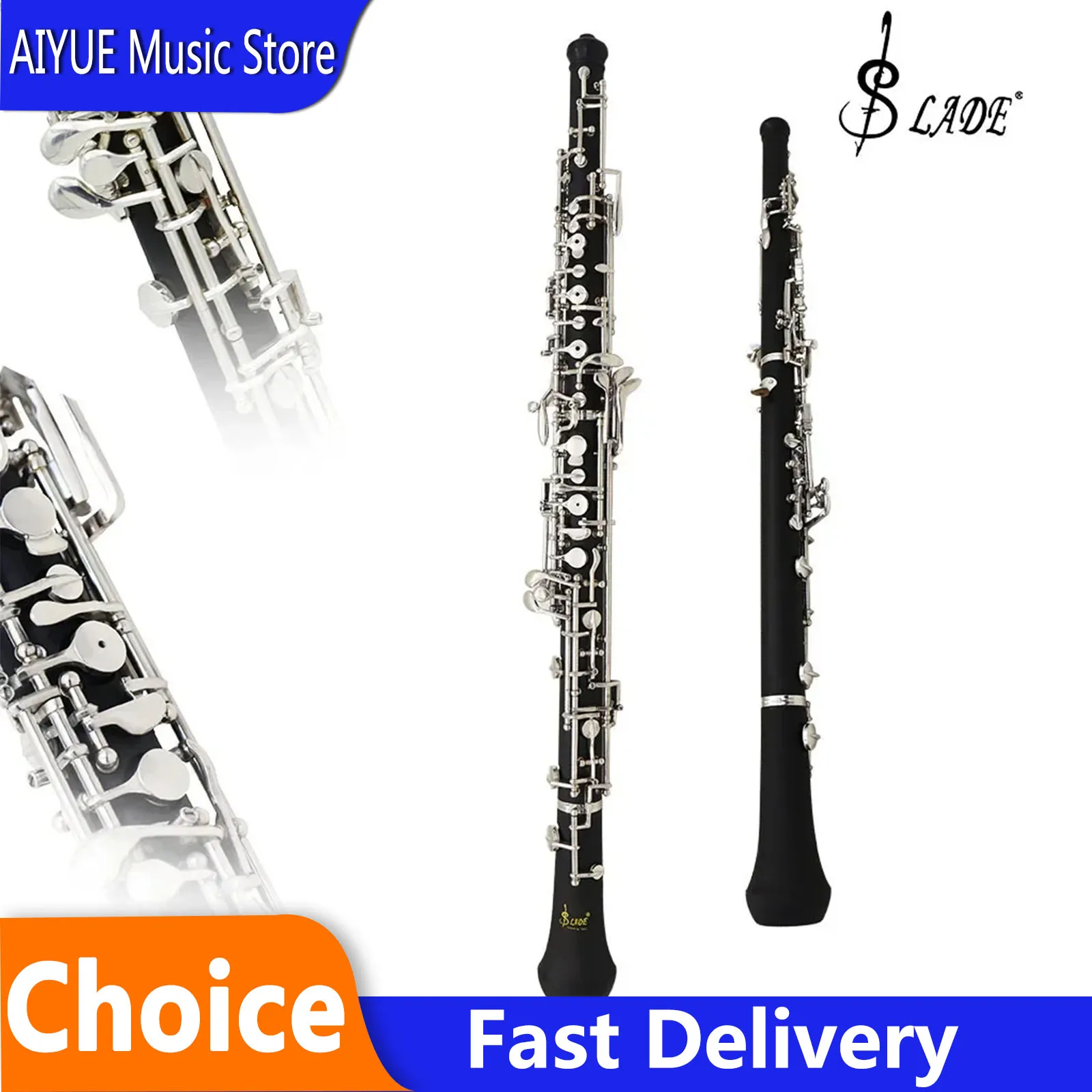 SLADE Professional C Key Oboe Semi-Automatic Style Cupronickel Silver/Gold/Nickel-Plate Woodwind Playing Instrument With Parts