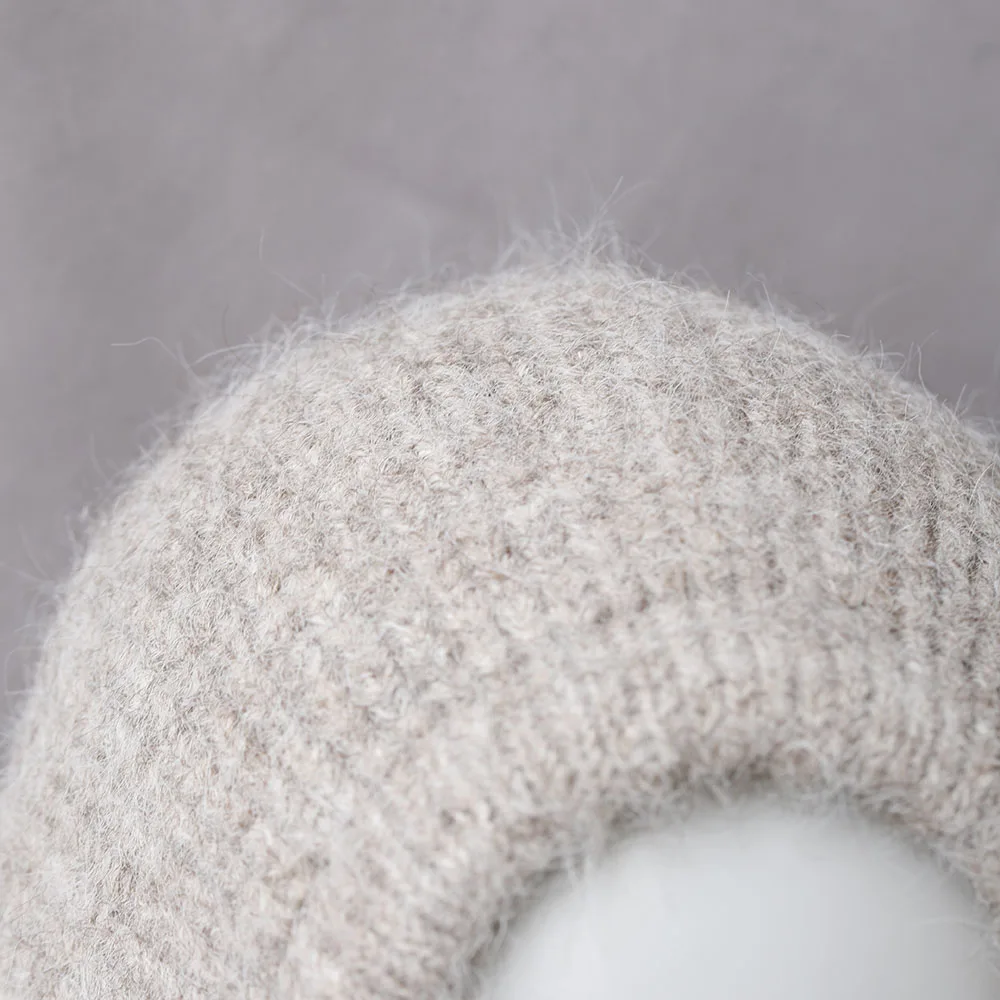 Unisex Woll-Strickbalaclava Winter Ohren-Gesichts-Hals-Schutz Einteiliger Schal-Mütze Weiche Warme Kapuzenmütze Gedrehter Falsch-Kragen – Detail 3