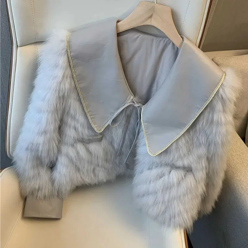 2025 moda feminina de pelúcia outwear outono inverno senhoras high-end curto pele do falso topos casaco coreano feminino mangas compridas jaqueta de pele