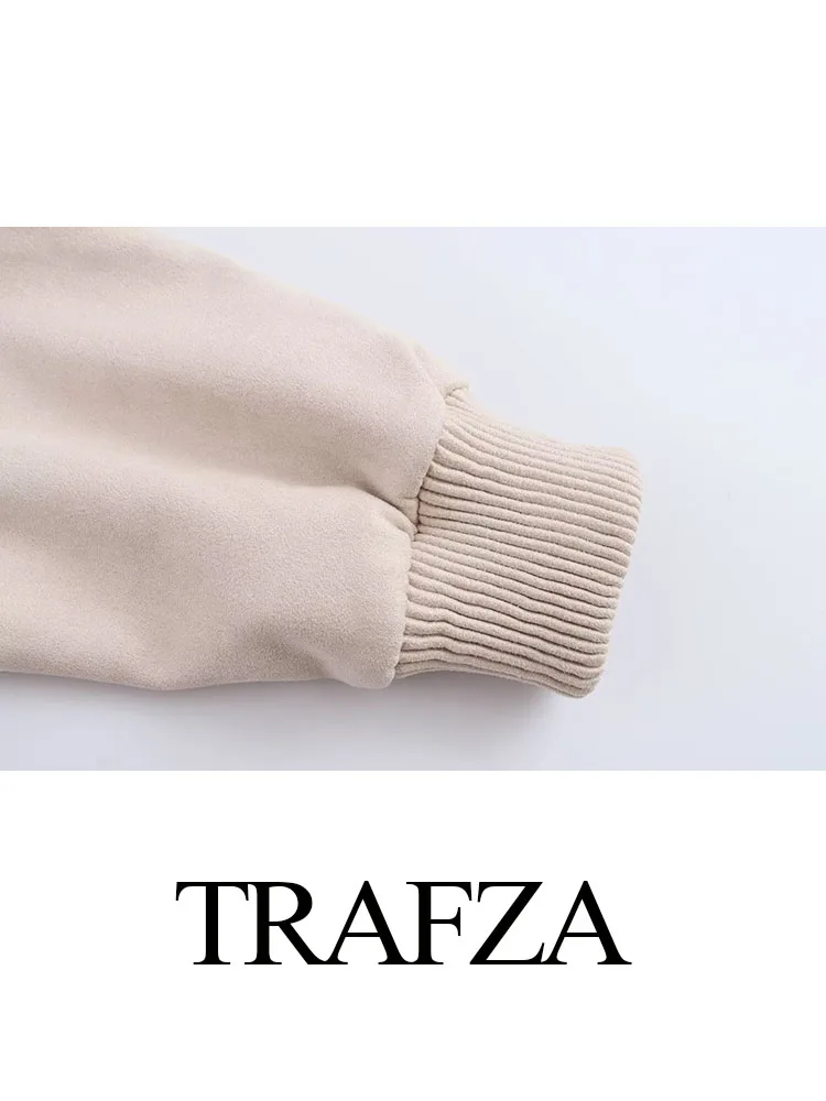 TRAFZA 2024 femminile New Fashion Streetwear Style cappotti Casual Solid maniche lunghe tasche cerniera autunno giacche corte donna Trendy
