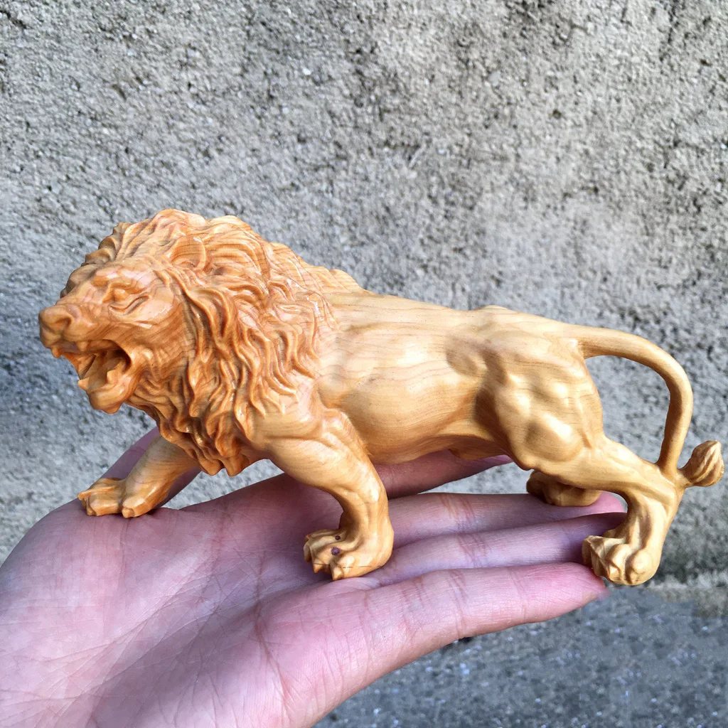 woodcarving lion leopard animal ornaments home opening gift collection lion glory car ornaments