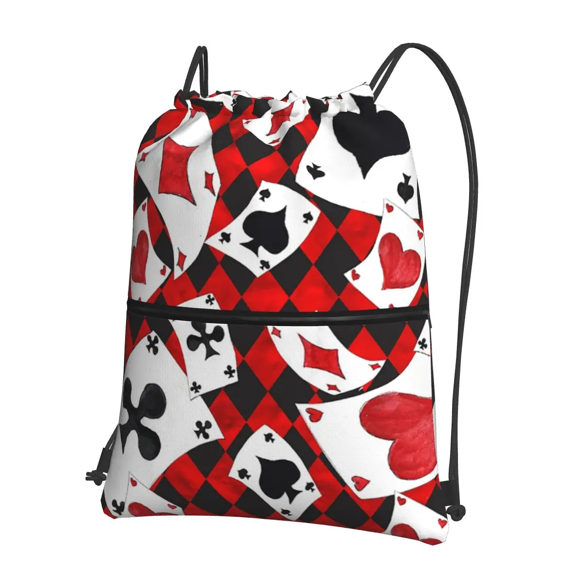 Cool Poker Playing Cards Pattern Gambling Card Game Backpacks Casual Drawstring Bags Shoes Bag Book Bags for Travel Students
