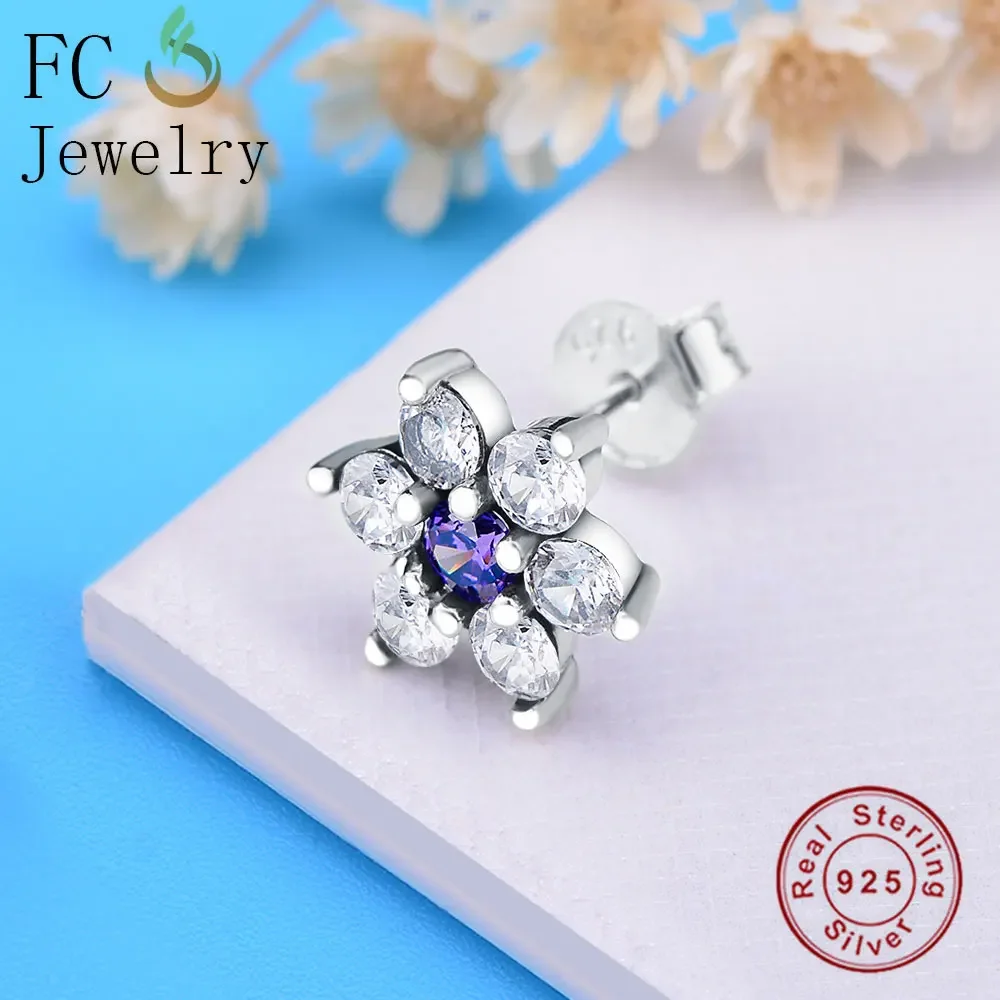 FC Jewelry 925 Sterling Silver Forget Me not the Flower Mix Color Cubic Zirconia Stone Earring Female Women Girl Brincos 2025