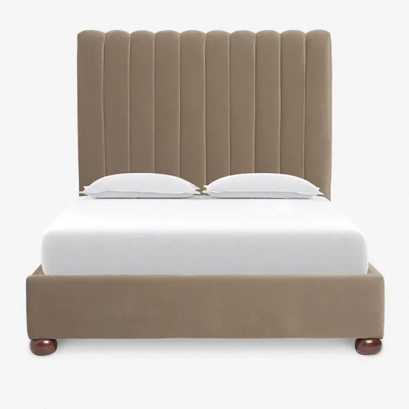 Nordic Light Luxury Modern Fabric Bed American Minimalist Vertical Bar Double Soft Pack Bed 1.8 M Bedroom Bed