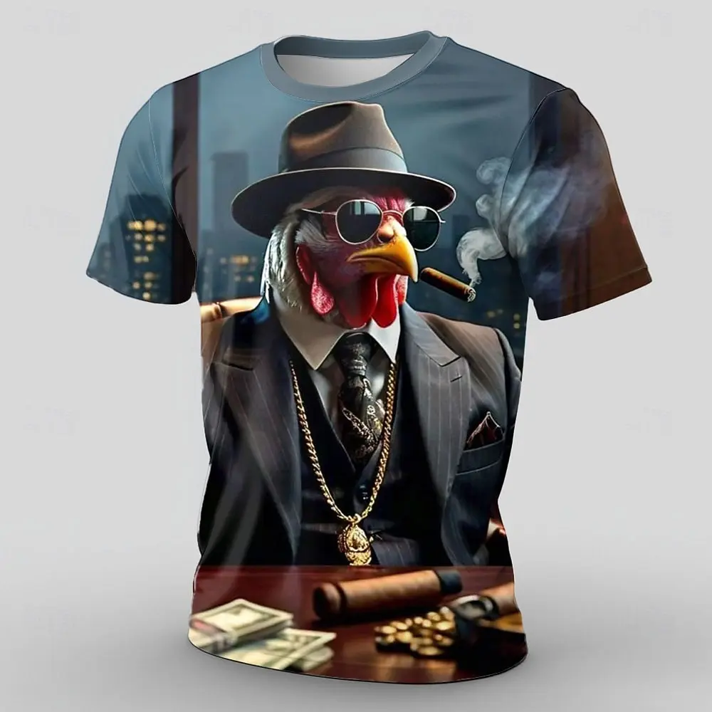 Men's Animal Funny T Shirt Short Sleeve T shirt 3D Print Crew Neck Shirt Exaggerated Designer Casual