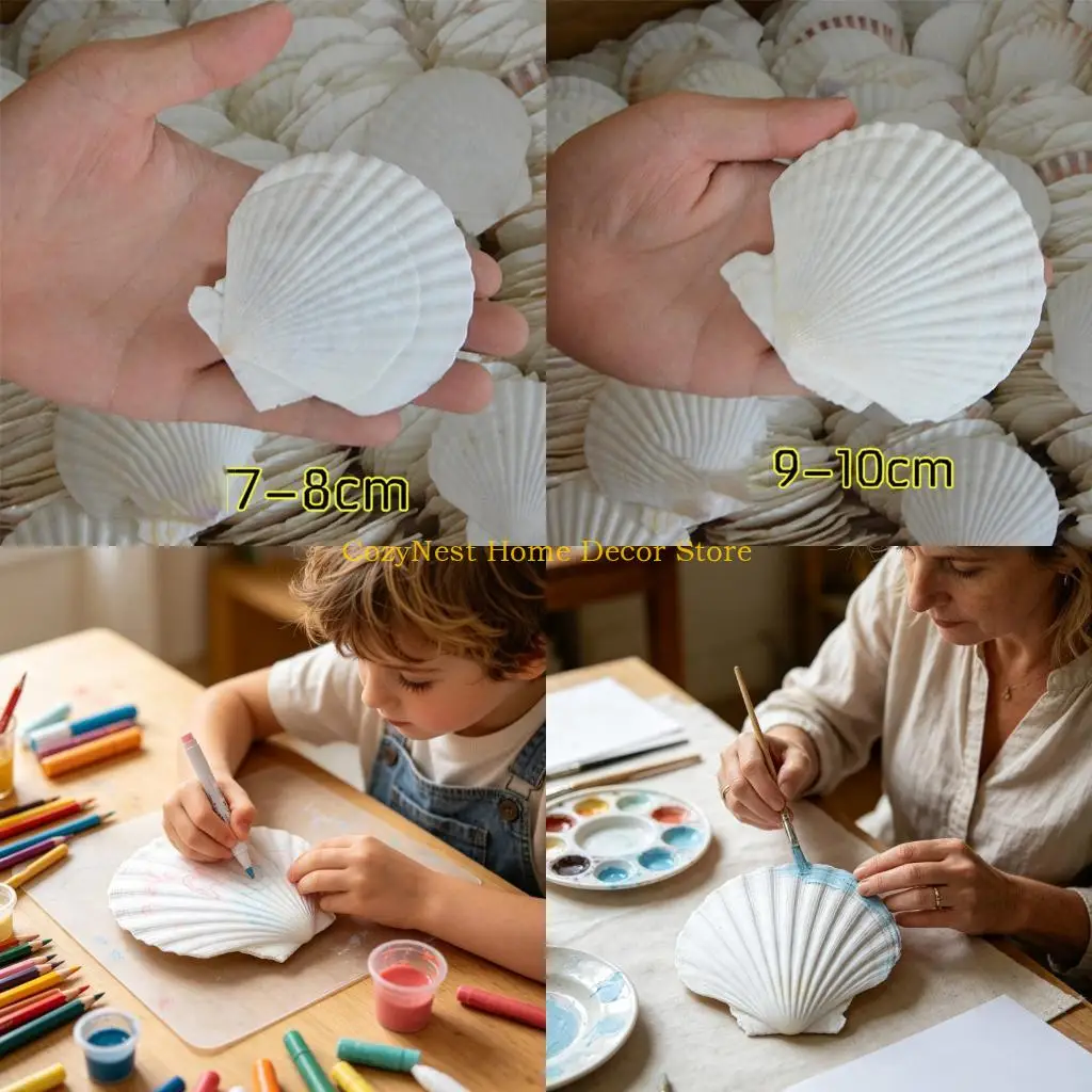 92MF 30Pcs White Scalloped Sea Shells for Craft Enthusiasts Home and Wedding Decors