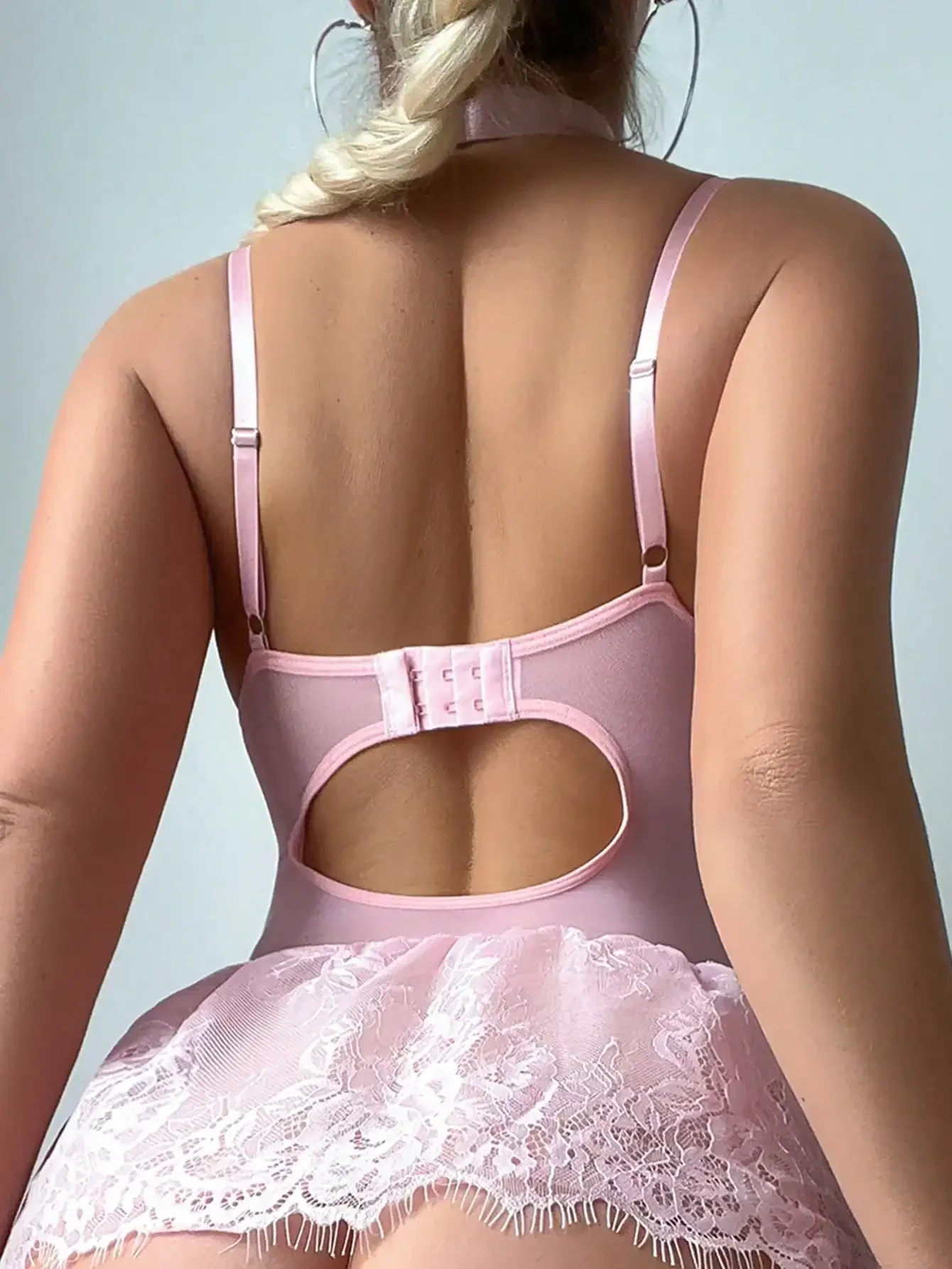 Fancy Sexy Lingerie Girly Pink Corset Dress With Stocking g-String Tightening Matching 5-Piece Sissy Lace Onlyfans Kit