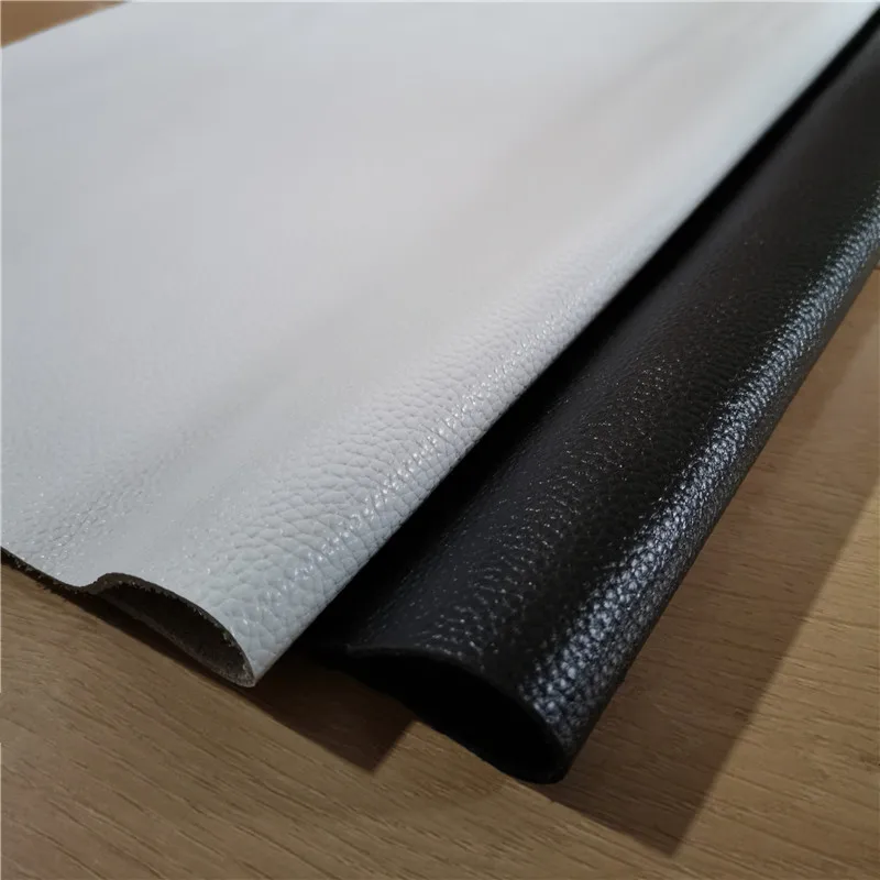 Lychee Pattern Whole Sheet Cowhide Leather Material, Black and White Top Layer, DIY Backpack Handbags, Thick Soft Leather Fabric