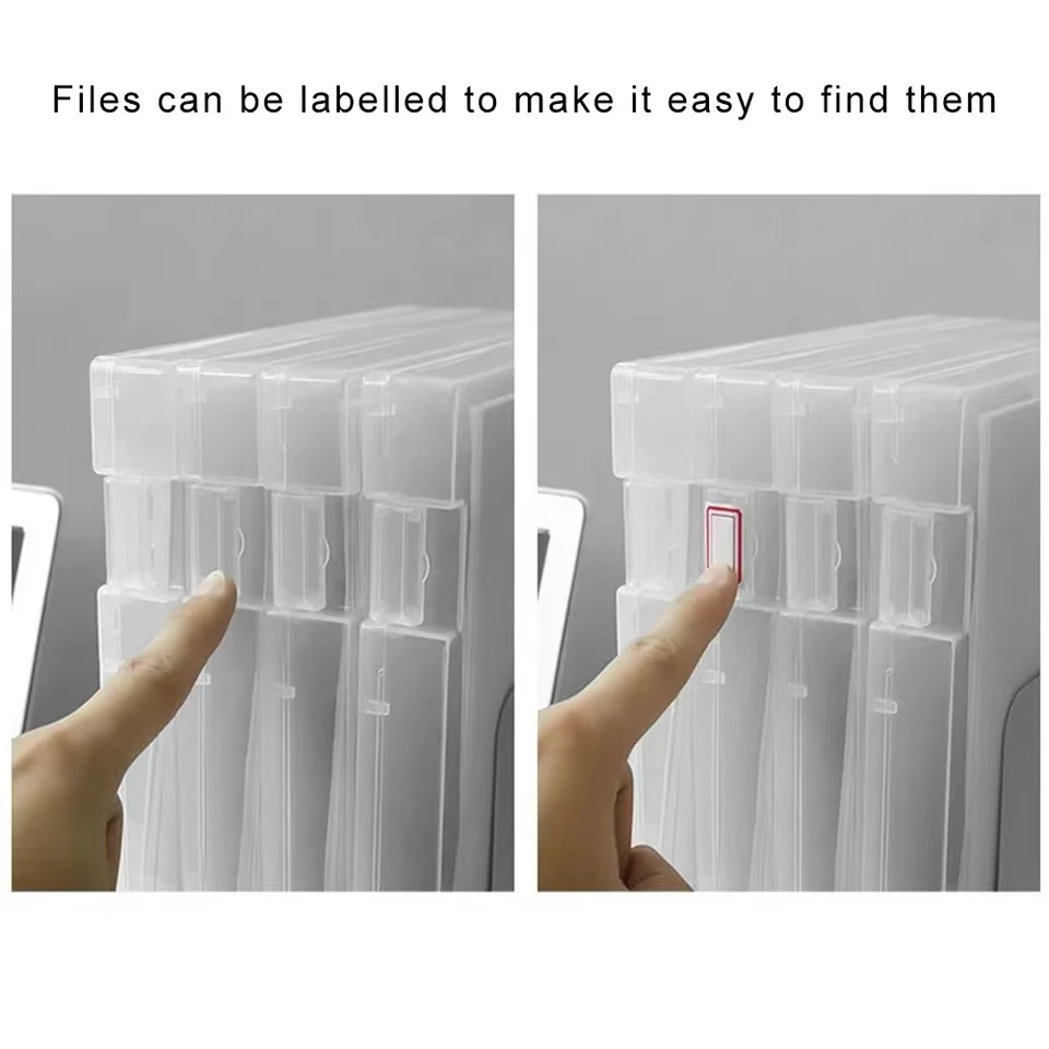 A4 Clear Document Storage Box Paper Organizer Buckle Closure Stationery Organizer Folder Office Sorting Plastic Box Files Holder