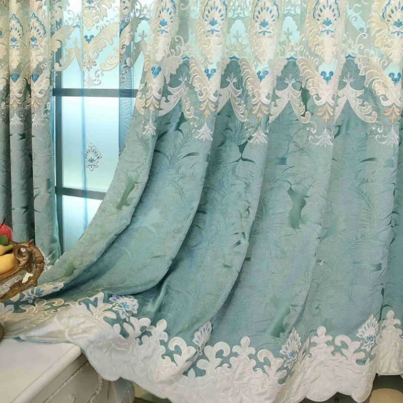 Chenille Jacquard European Embroidery Curtains for Living Dining Room Bedroom Valance for Balcony