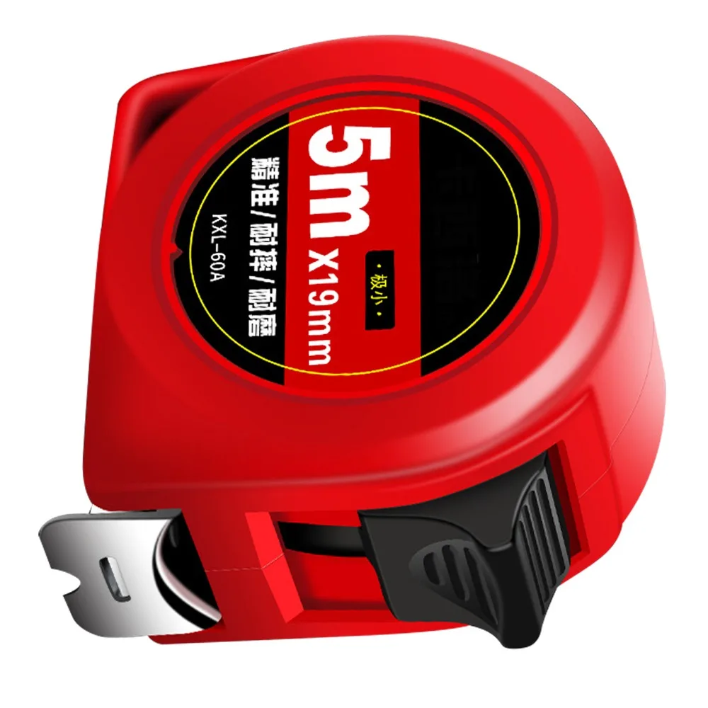 5m Length Tape Measure Nylon Coating Carbon Steel Steel Measuring Tape Rubber Protective Casing Clear Scale