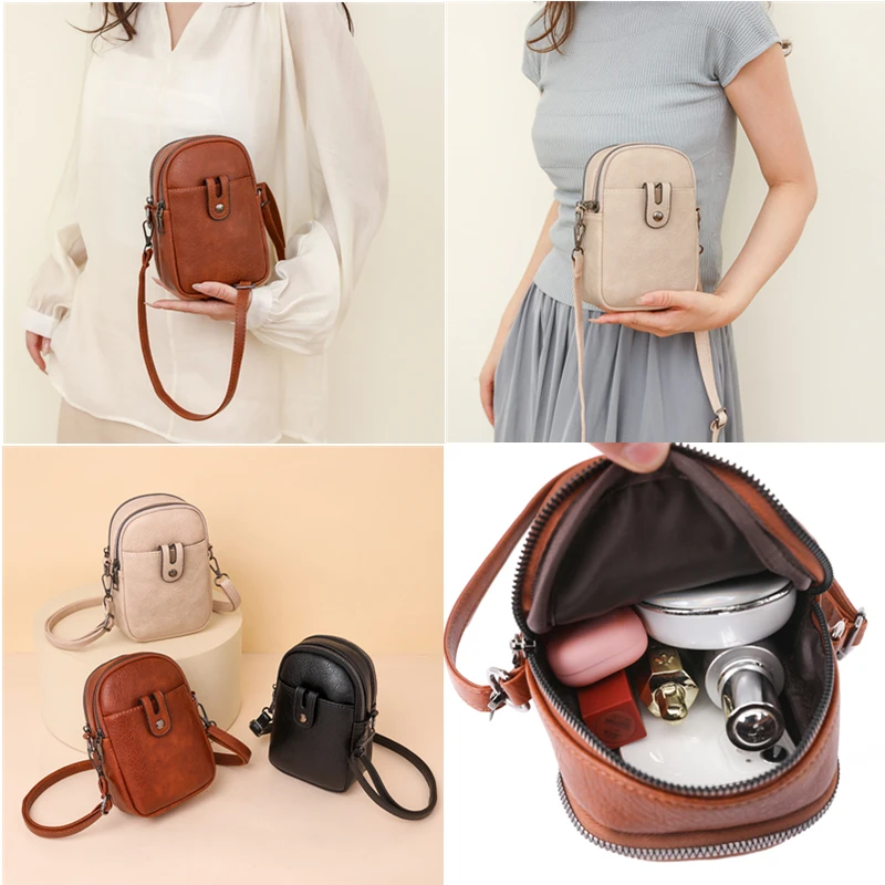 Luxury Leather Women\'s Bag Messenger Bag Female Handbag Purse Girls Phone Bag Fashion PU Leather Small Shoulder Crossbody Bag