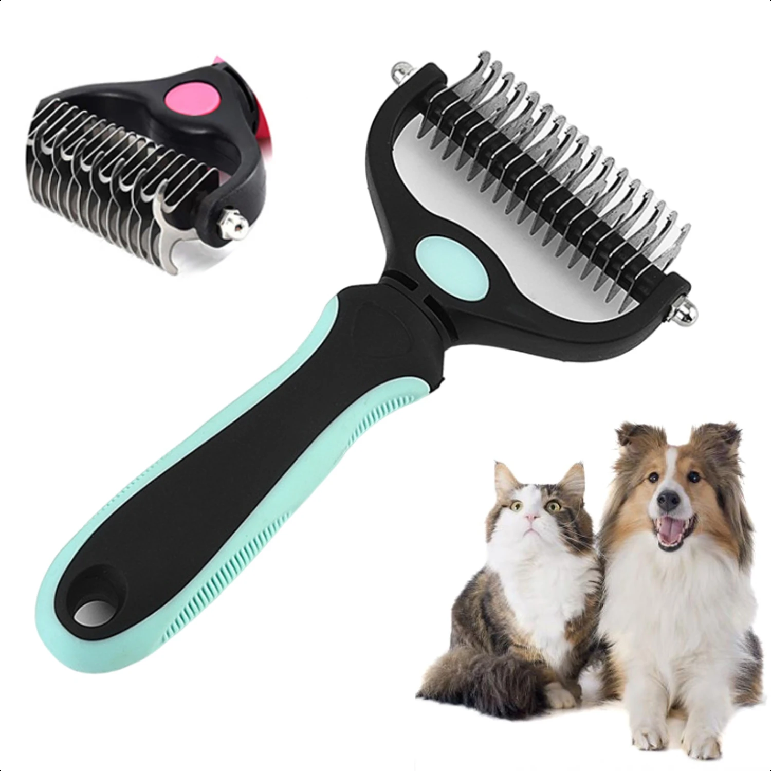 Top-notch Essential Supplies for Highly Effective Pet Grooming - Double Sided High-Quality Comb with Knot Cutter - Superior Shed