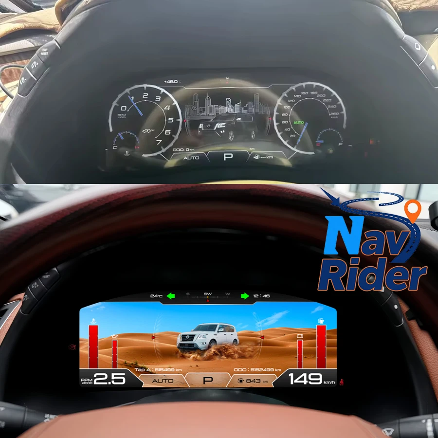 

12,3-дюймовый цифровой приборный щиток Carplay Virtual Cockpit с LCD-дисплеем для Nissan Patrol Y62 2015-2021, спидометр