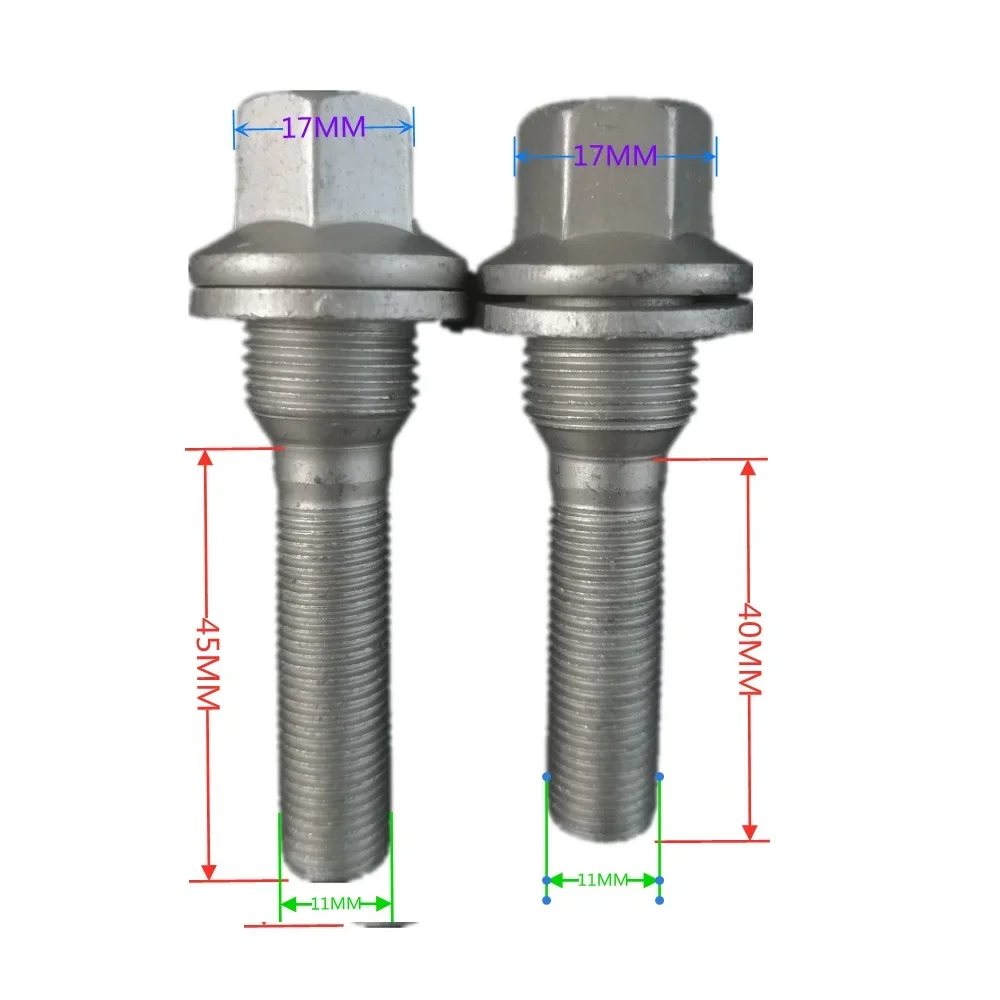 M12 x 1.25 Dacromet WHEEL LONG THREAD Bolt BOLTS FLAT SEAT WASHER Tires Bolts For Citroen Peugeot 301 3008 308 406 607