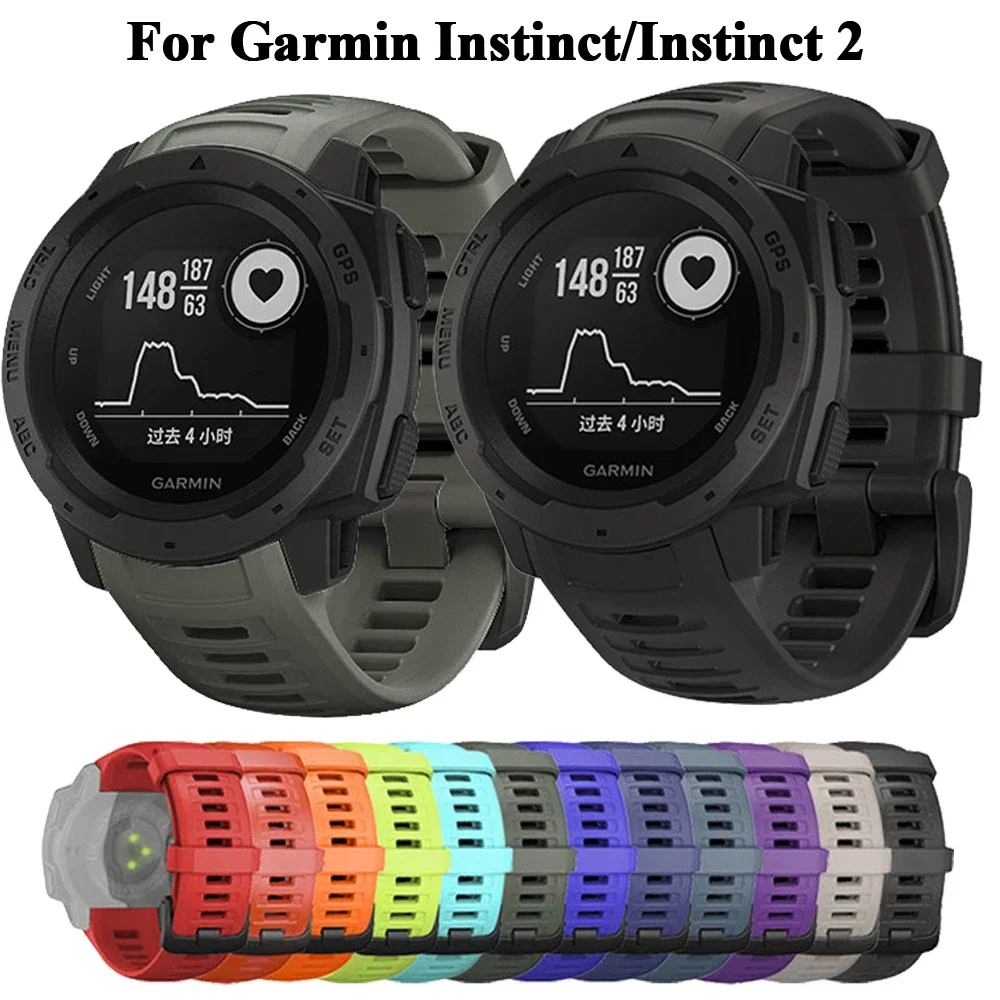 Pulseira de silicone de 22mm para garmin instinto 2, pulseira de substituição para relógio inteligente para instinto 1/esports/pulseira de banda solar