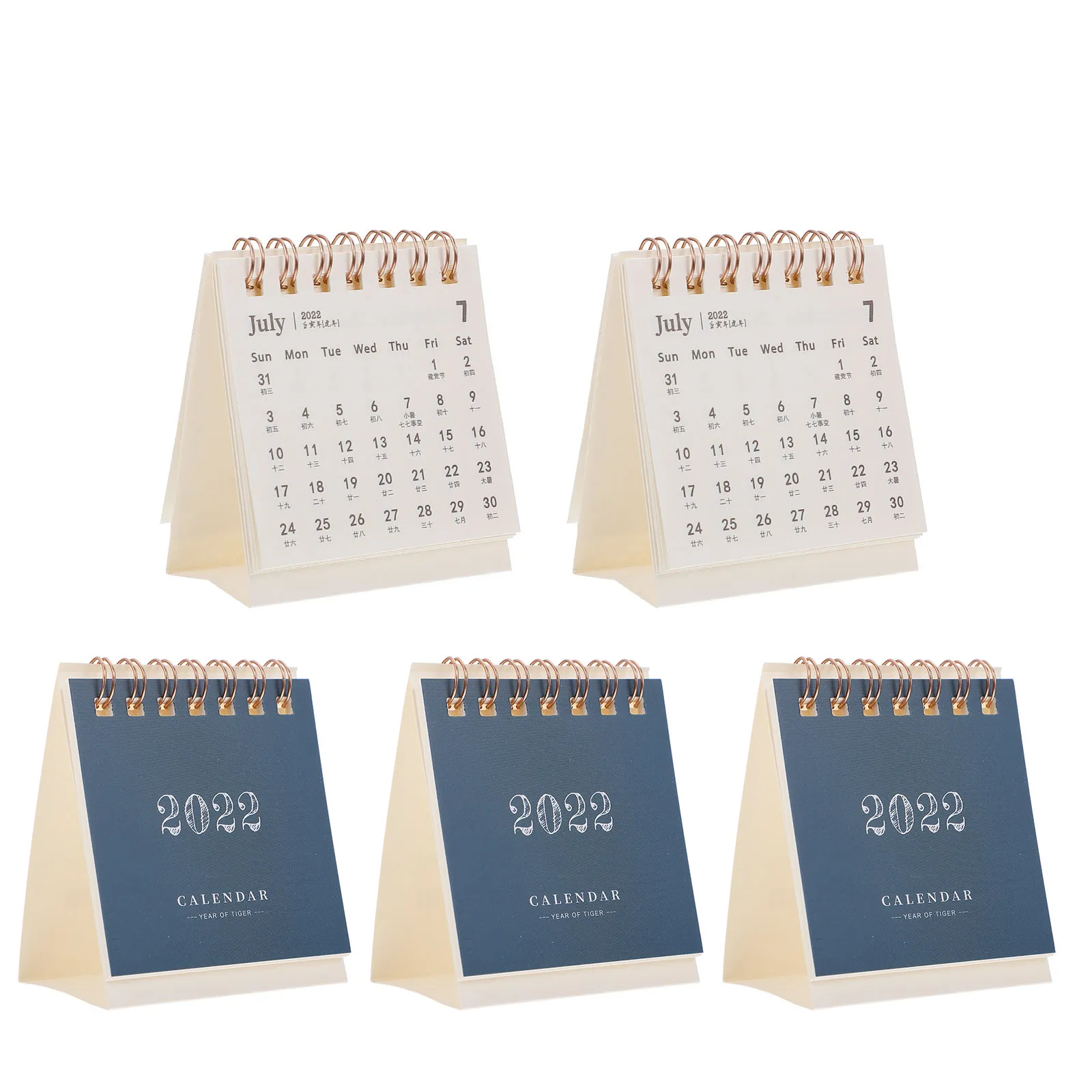 5Pcs Mini 2022 Desktop Calendar Smooth Paper Table Calendar Foldable Space Saving Schedule Planner for Office Home Study Decor