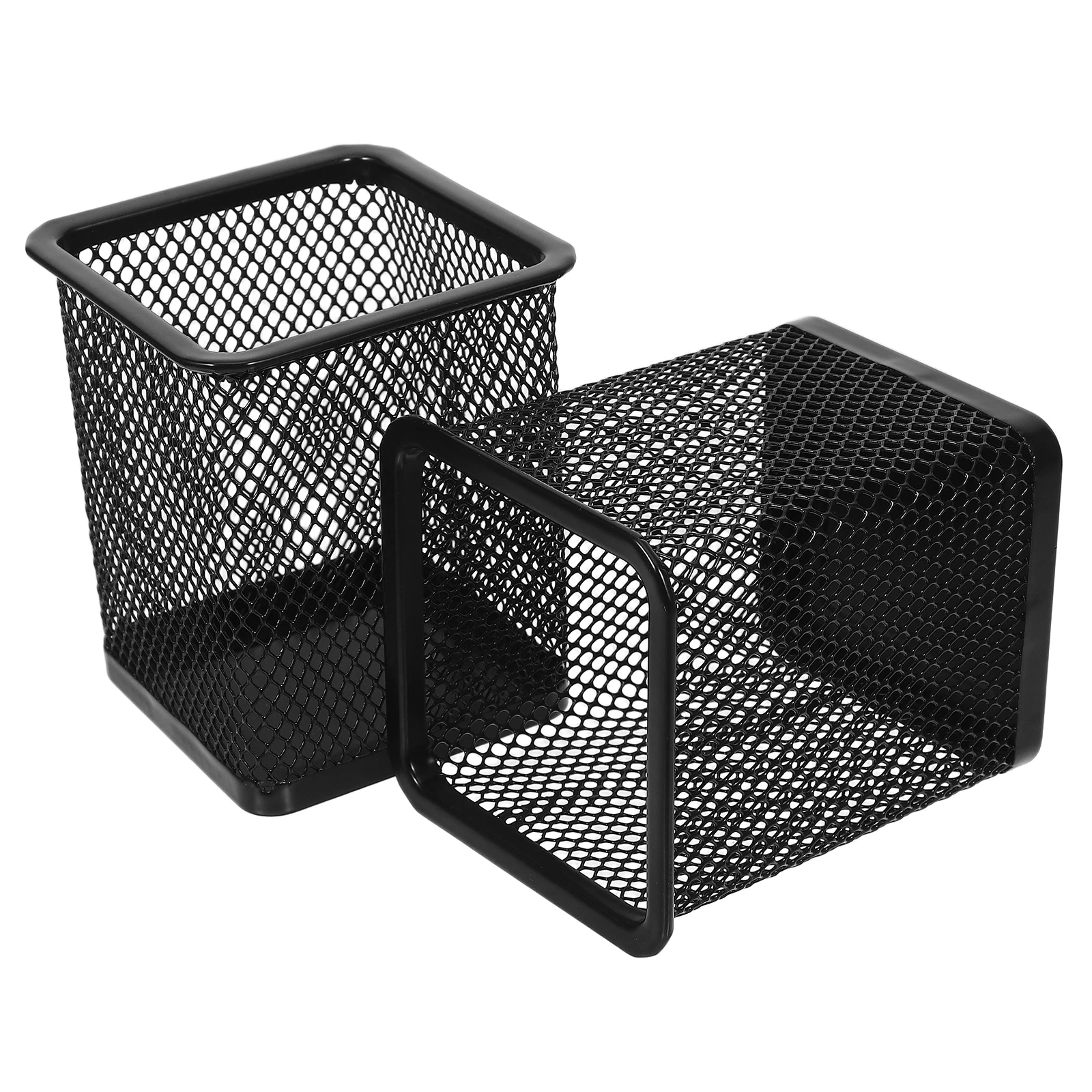 

2pcs Metal Hollow Pencil Holder Scratch Resistant Ergonomic Mesh Design Lightweight Pen Container Sturdy Office
