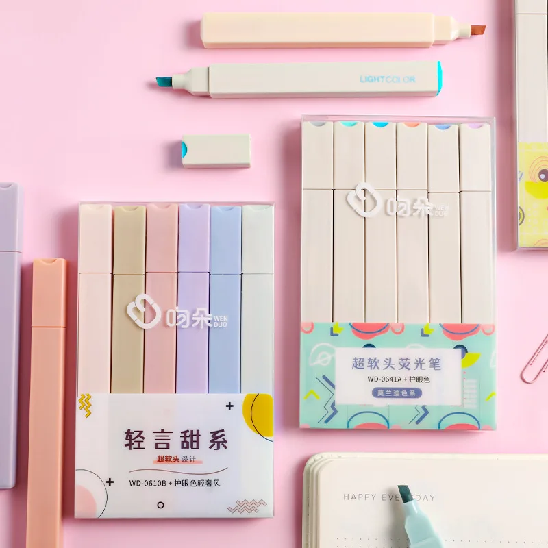 Lovely Highlighter Pen for Students Soft Color Marker Pen Coarse Accent Marker Light Colored Large Capacity Colored Pen