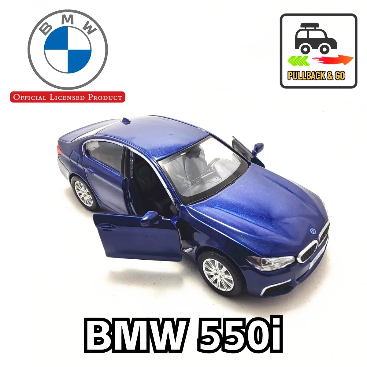 1:36 BMW 550i Pullback Toy Car Model Official Licensed Alloy Diecast Vehicle Scale Replica Xmas Gift Kid Boy Toy