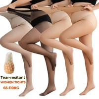 110 KG Women Plus Size Summer Tights Anti-hook Tear Resistant Super Elastic Nylon Pantyhose High Waist Large Size Sheer Stocking
