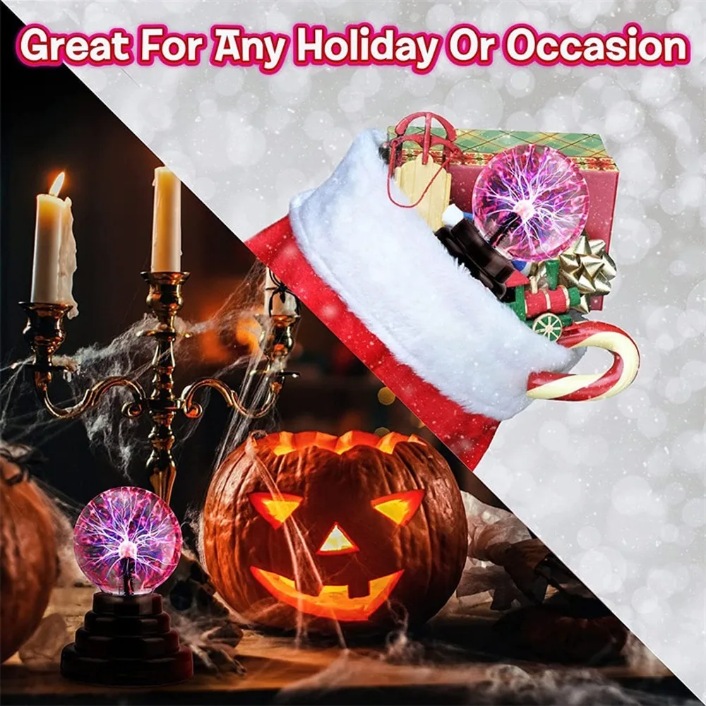 3 Inch Plasma Ball Lamp USB Powered Touch Sensitive Plasma Globe Light Battery Powered Red Color Touch Sensitive Sphere