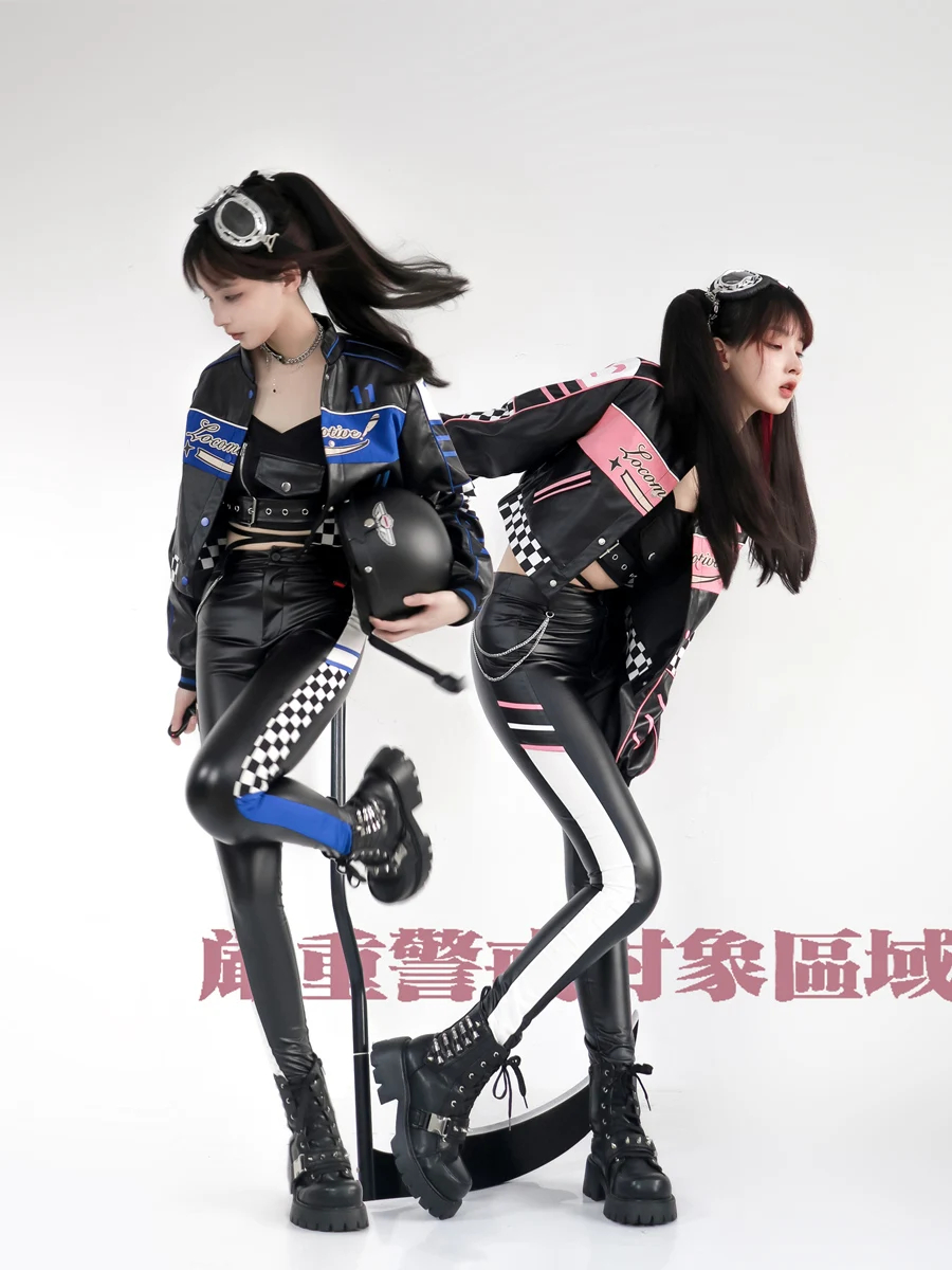 American Sle Motorcycle Jaet ort Skirt Tight Pants orm Design Hot Girl Outerwear Sato Supun Street Sle Polyester