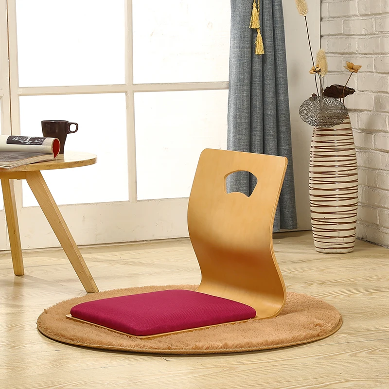 4pcs/lot Japanese Style Legless Chair Thick Cushion Seat Living Room Furniture Asian Tatami Floor Zaisu Chair Natural Finish image 3