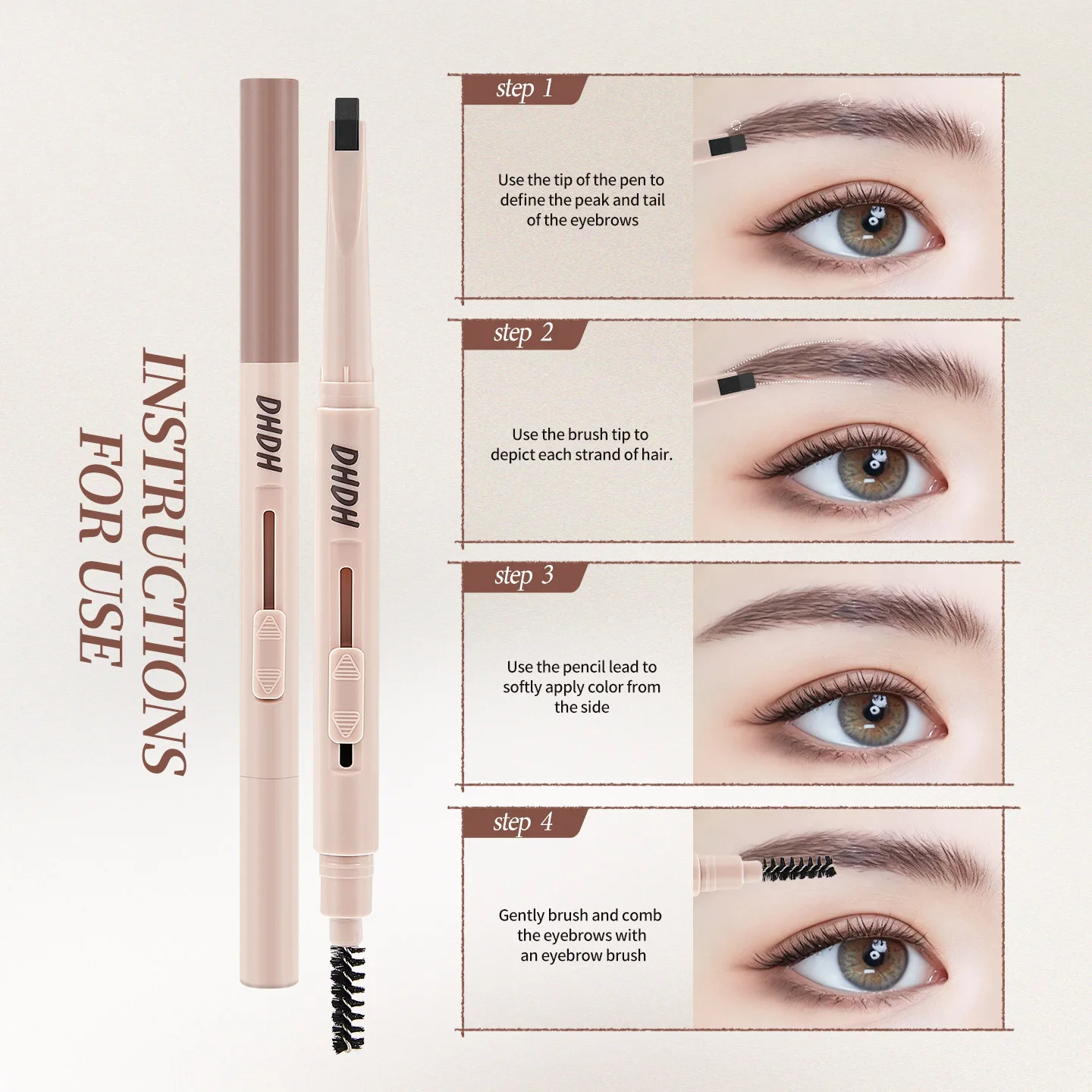 Waterproof Eyebrow Pencil For Beginner, Thin Push-core Extremely Fine Double-headed Eyebrow Pencil, Durable And Long Lasting