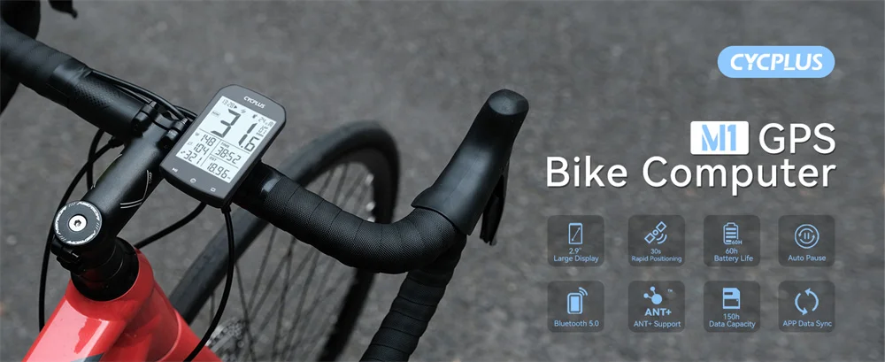 CYCPLUS M1 GPS Fahrradcomputer Trittfrequenz-Geschwindigkeitssensor Kabelloser Tachometer Kilometerzähler ANT+ BLE Fahrrad-Zubehör – Detail 1
