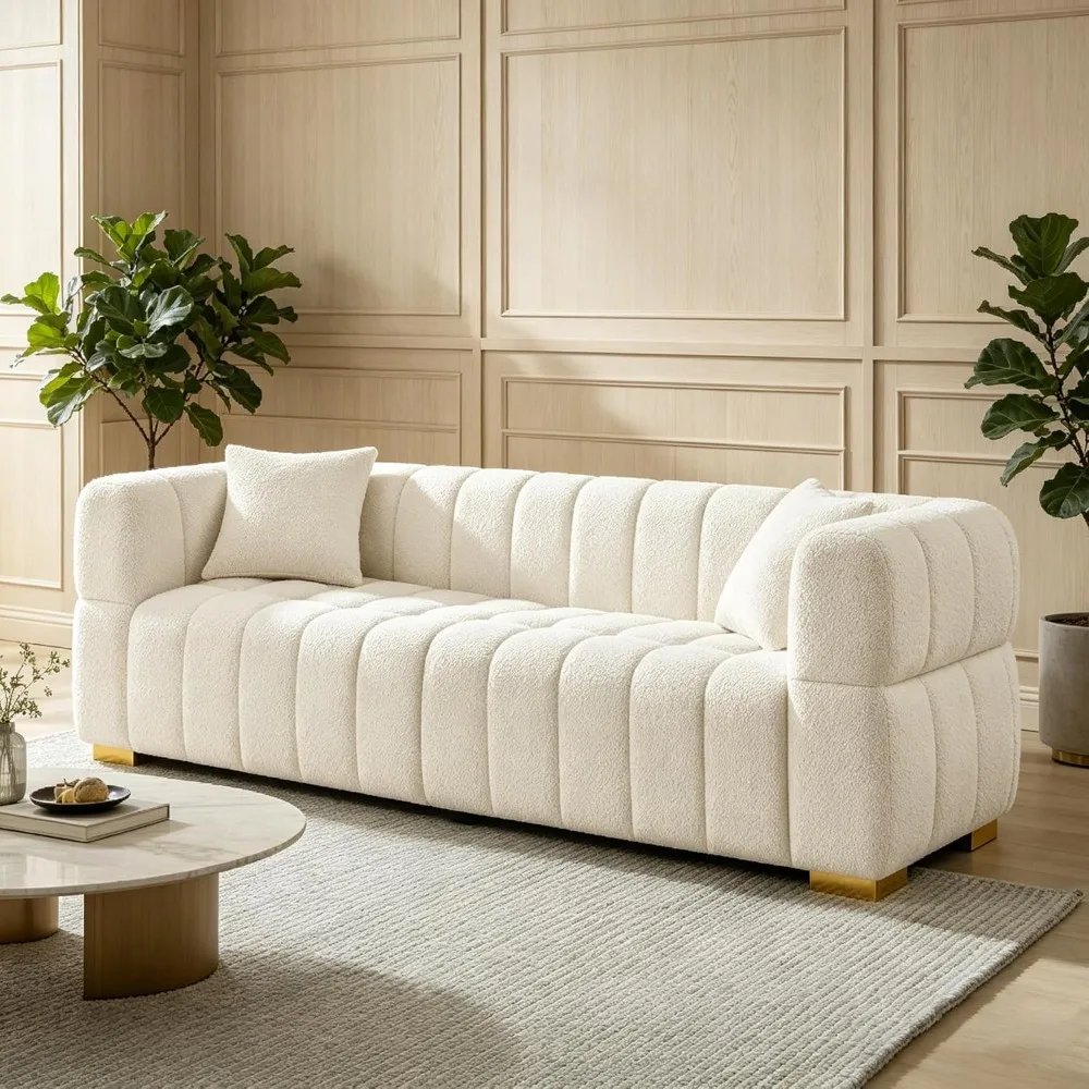 90.94”Cloud Sofa Couch, Modern Deep Seat Boucle Sofa, Oversized Upholstered 3-Seater Comfy Couch Loveseat for, Customized