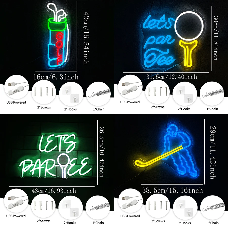 علامة نيون من سلسلة رياضية لديكور الحائط، ضوء نيون LED لديكور نوادي الجولف، غرفة الألعاب، الصالة الرياضية، غرفة الرياضة، كهف الرجل، أفضل هدية للمراهقين