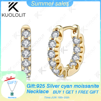 Kuololit Lab Grown Diamonds Hoop Earrings for Women 18K 14K 10K Solid Gold White Gold 925 Silver Clip Hoop for Christmas Classic