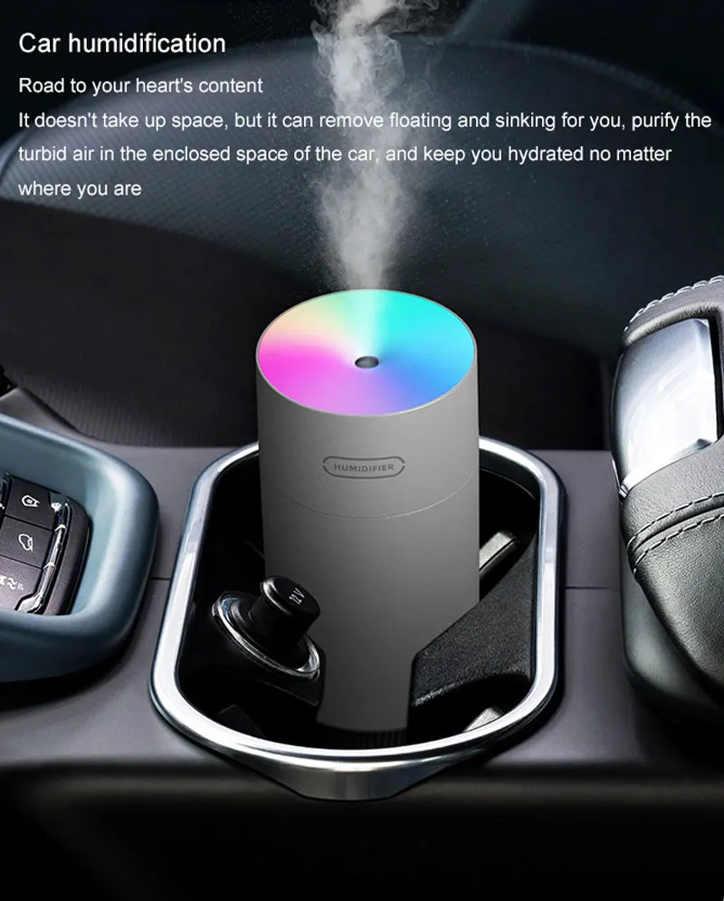 

Portable 270ml Electric Air Humidifier Water-based Oil Diffuser USB Mist Sprayer Nano Atomization Colorful Lighting Car Home