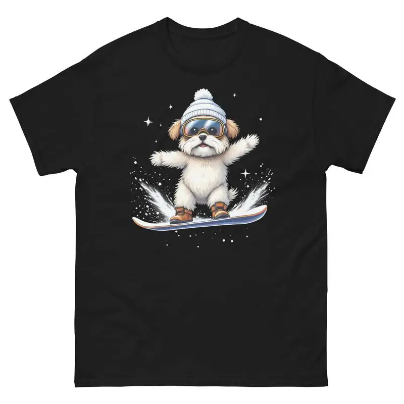 

Shih Tzu Dog Snowboarding Fun Snowboard Design T Shirt