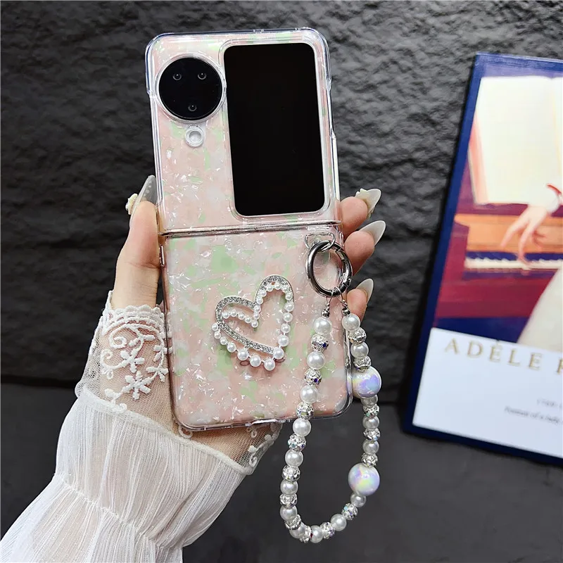 Korea Diy gelang hati casing ponsel untuk ZTE Nubia casing Flip Huawei Pocket2 P50Pocket S OPPO Find N3Flip N2Flip penutup Honor VFlip