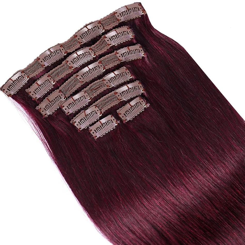 100% real grampo de cabelo humano em pacotes de cabelo para mulheres pacotes de cabelo preto natural colorido cabelo remy brasileiro para salão de