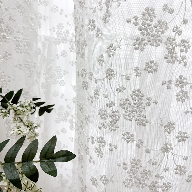 Lihuayuan French Romantic Lace Gauze Curtain Living Room Balcony Customized Three-dimensional Embroidered Window Screen Style