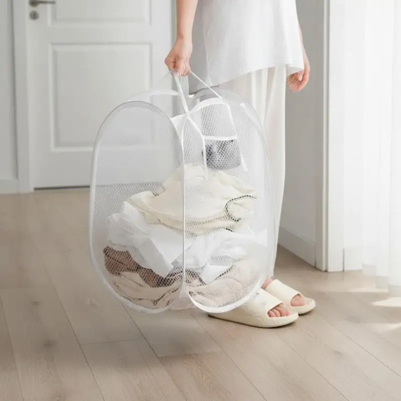 1Pcs Skeleton Ventilated Foldable Easy Storage Portable Large Capacity Clothes Basket For Laundry Room Home Dirty Clothes Baske