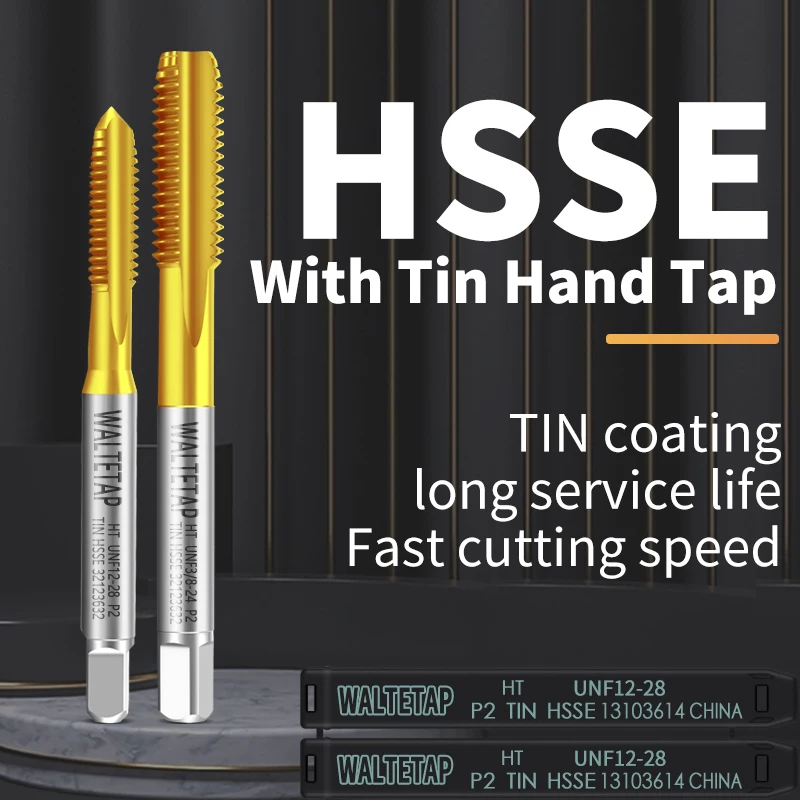 

HSSE-M35 With Tin Hand Tap UNF UNS 0-80 1-72 2-64 3-56 4-48 5-44 6-40 8-36 10-56 1/4 5/16 3/8 7/16 1/2 3/4 Fine Thread Taps