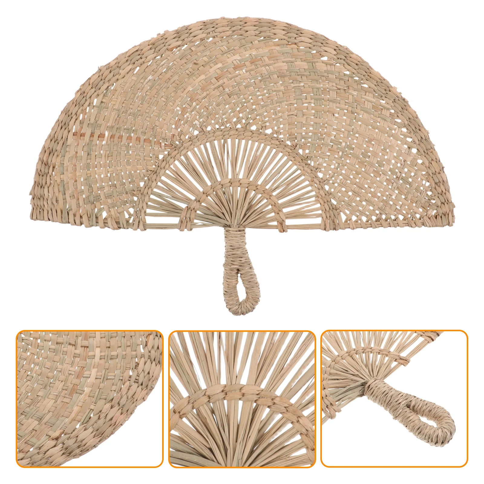 

Asian Handmade Straw Woven Fan Rustic Semicircle Wall Art Boho Farmhouse Hanging Wedding Decor Vintage Natural Wall Fan