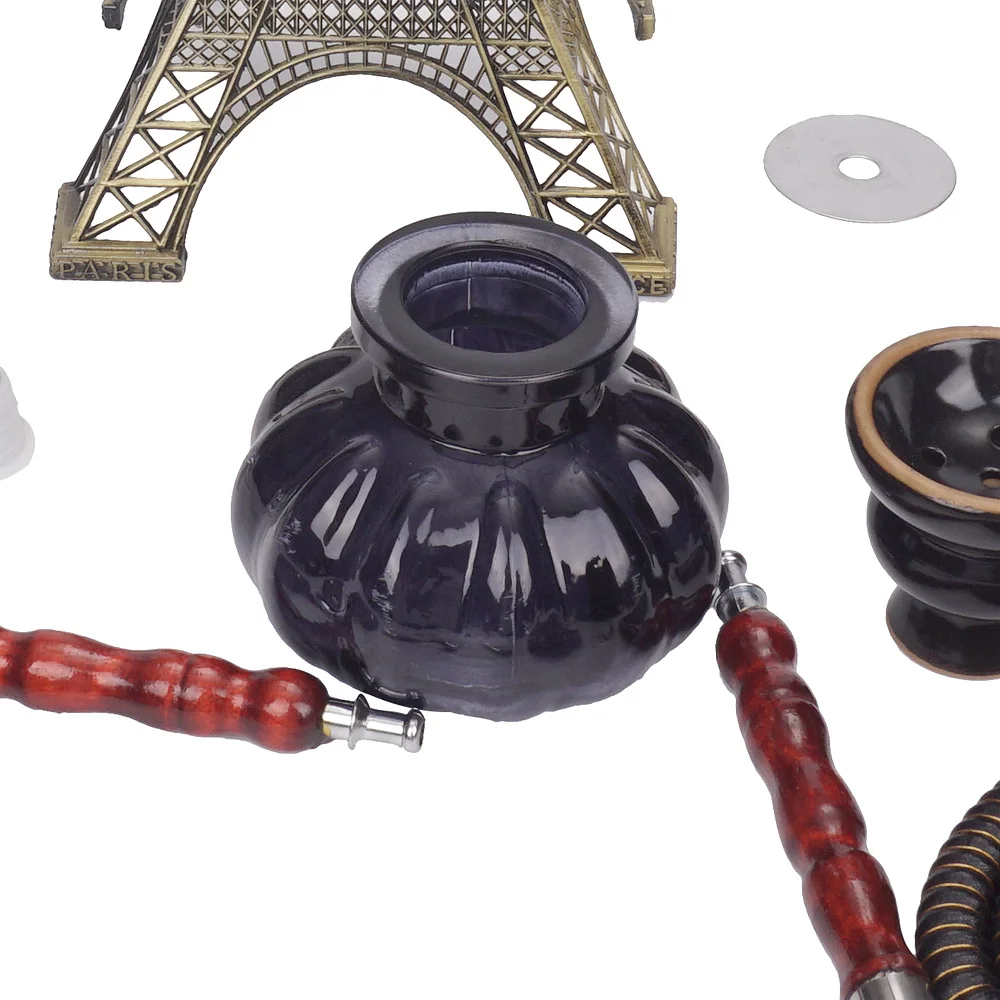 Tower Hookah Shisha Pipe Set Double Hookah Hoses Glass Base Ceramic Bowl Charcoal Tongs Chicha Narguile Sheesha Hookah Smoking