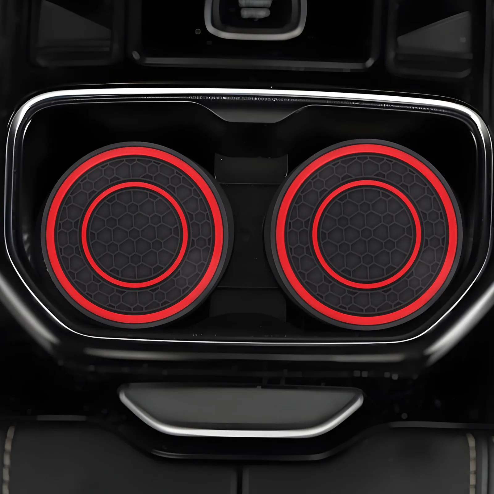 2Pcs Black Silicone Car Cup Coasters Non-Slip Universal Cup Holder Inserts for Auto Interior Secure Fit Insulated Drink Mat