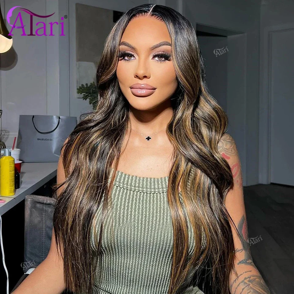 5x5 Ombre 30 with Black Highlights Body Wave Human Hair Wigs Brazilian 13x6 13x4 Lace Front Remy Hair Wig for Women Closure Wig