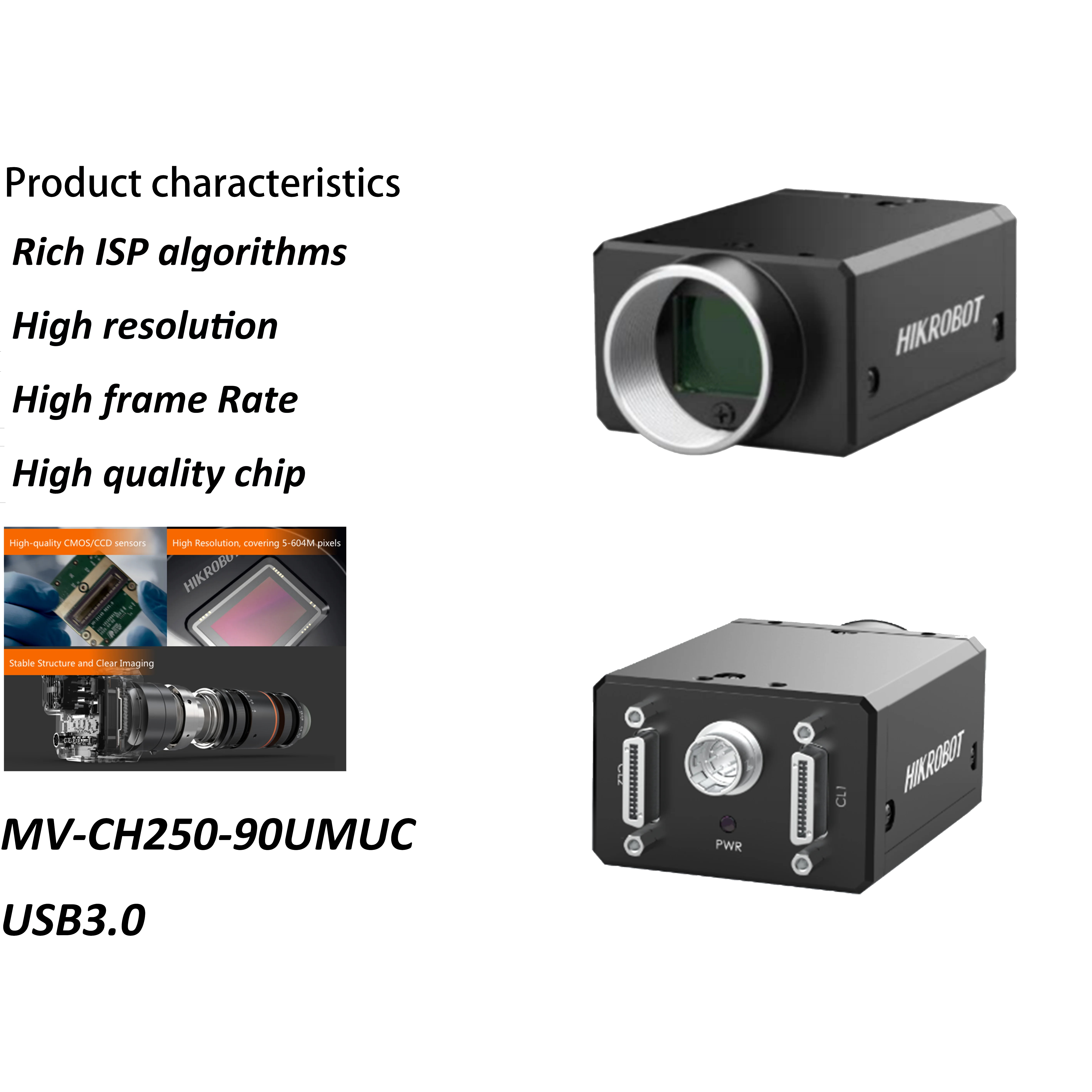 

HIKROBOT 12MP 1,1 "IP30 CMOS MV-CH120-10CMCC Промышленная камера машинного зрения GIGE Link Камера для зоны сканирования