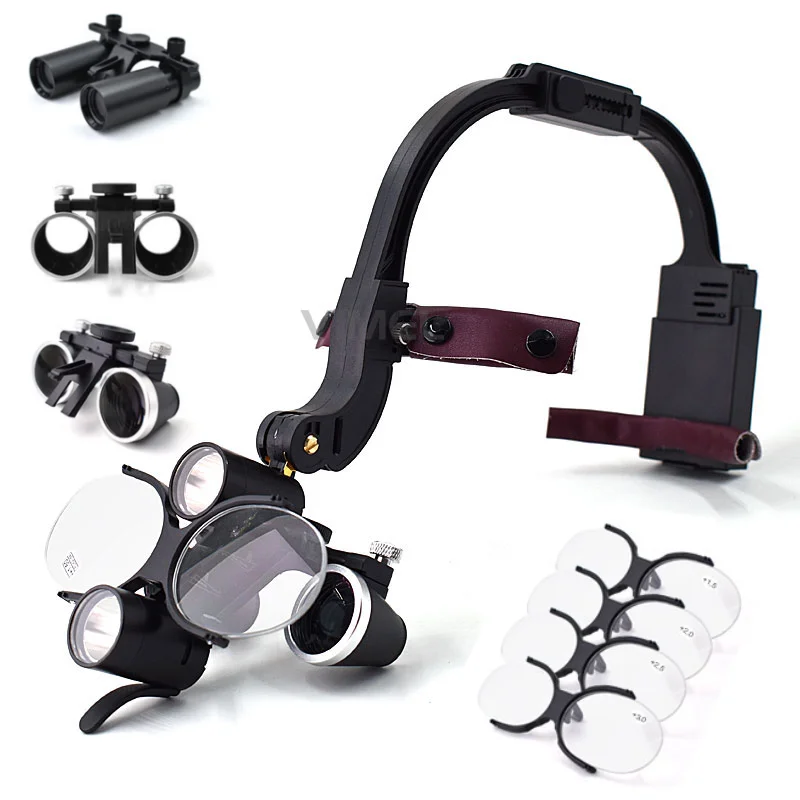 5W Dental LED Surgical Headlight 6X Magnifier Binocular Loupes Rechargeable Lab Dental Equipment