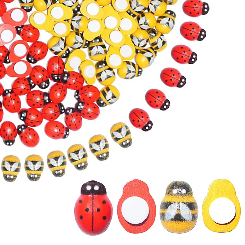 สติกเกอร์ไม้รูปผึ้งการ์ตูน 3 มิติ ชุดงานฝีมือ DIY สำหรับเด็ก สติกเกอร์สัตว์ขนาดเล็กสำหรับงานศิลปะเด็ก ของเล่นเสริมพัฒนาการ