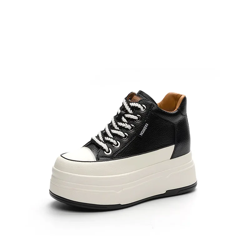 9cm Cow Suede Genuine Leather Women Vulcanized Shoes Platform Wedge Skate Boarding High Brand Heels Casual Summer Shoes 2025