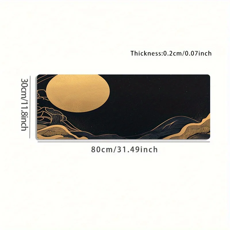 Tapis de souris de jeu extra-large, tapis de bureau à base en caoutchouc antidérapant, design de paysage chinois élégant, adapté aux PC et au bureau